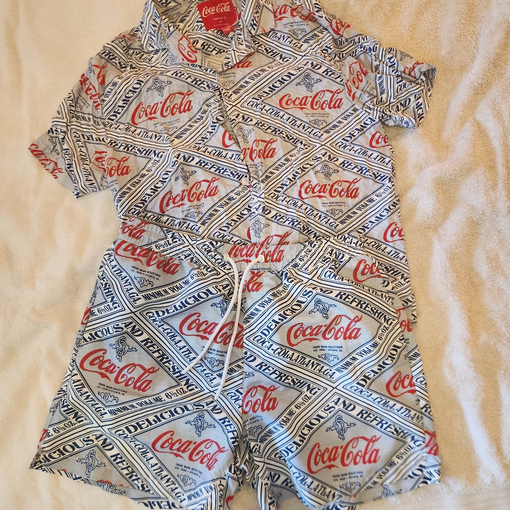 Coca-Cola Red and White Patterned Short Set
